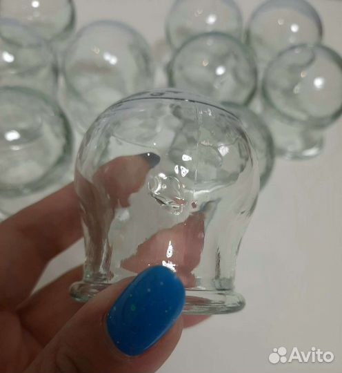 Банки стеклянные медицинские массажные СССР 8+2