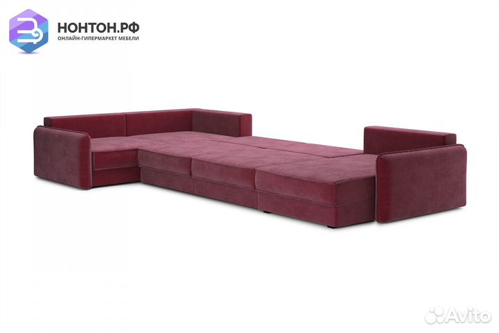 Диван п-образный тик-так Антей бордовый