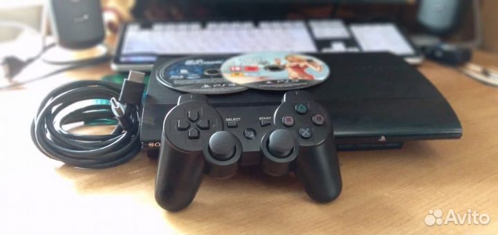 Игровая приставка ps3 super slim прошитая + 2диска
