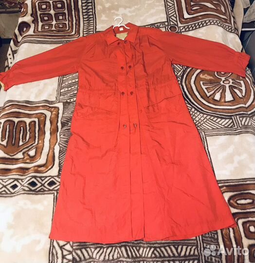 Плащ, длинный, красный