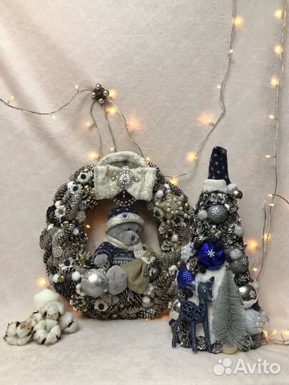 Венок новогодний елка композиция декор