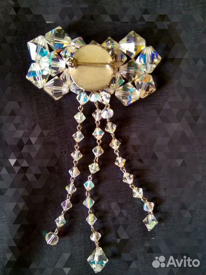 Брошь винтаж Бант с подвесками, Чехословакия