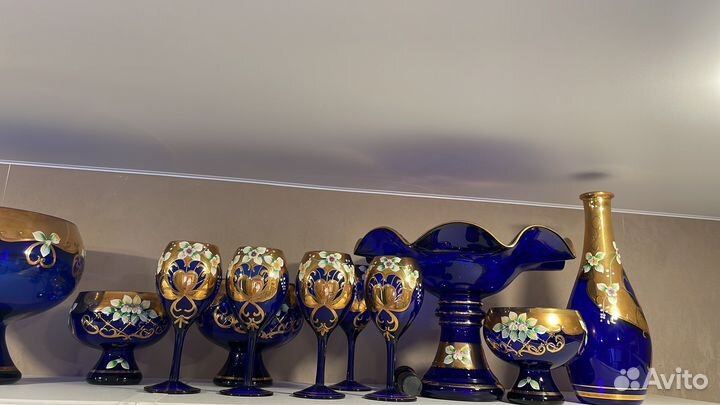 Графин со стаканами богемия