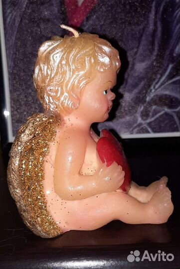 Винтажная Свеча Ангел Купидон Амур с Сердцем