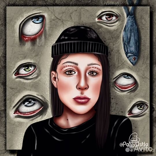 Портрет, иллюстрация, открытка, эскиз