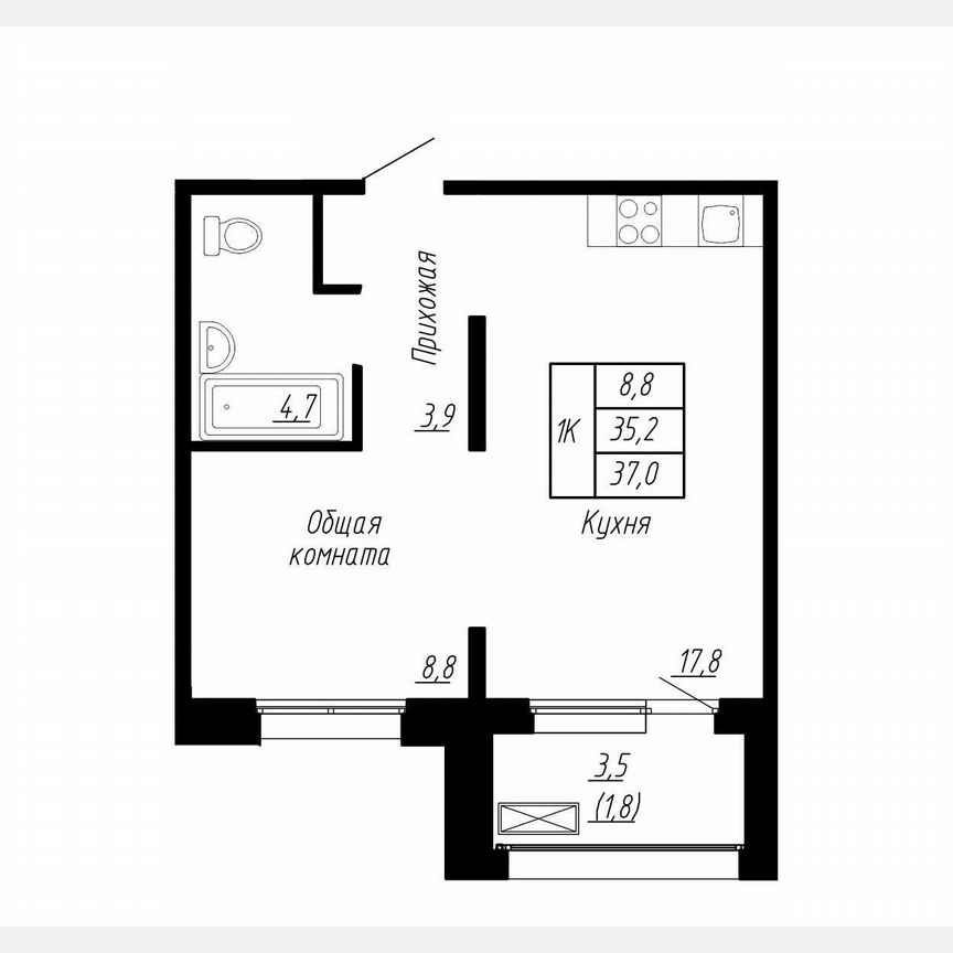1-к. квартира, 37 м², 16/17 эт.