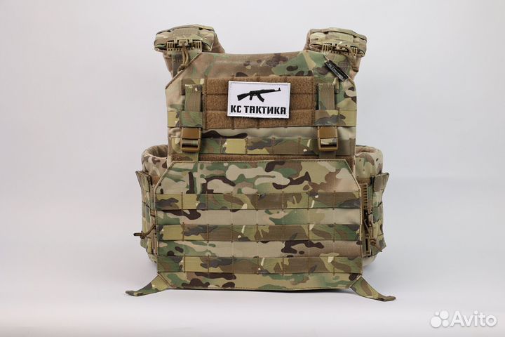 Бронежилет / плитник с быстросбросами и капами мох
