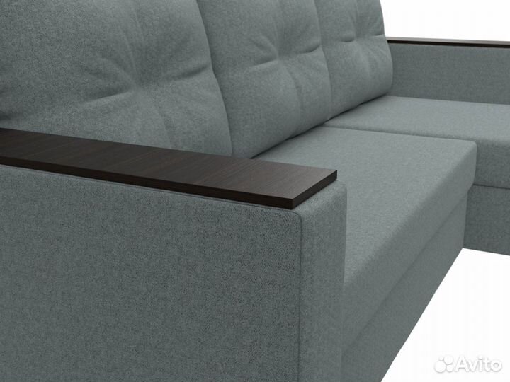 Диван угловой Атланта Лайт Б-С правый угол, рогожка, амур серый