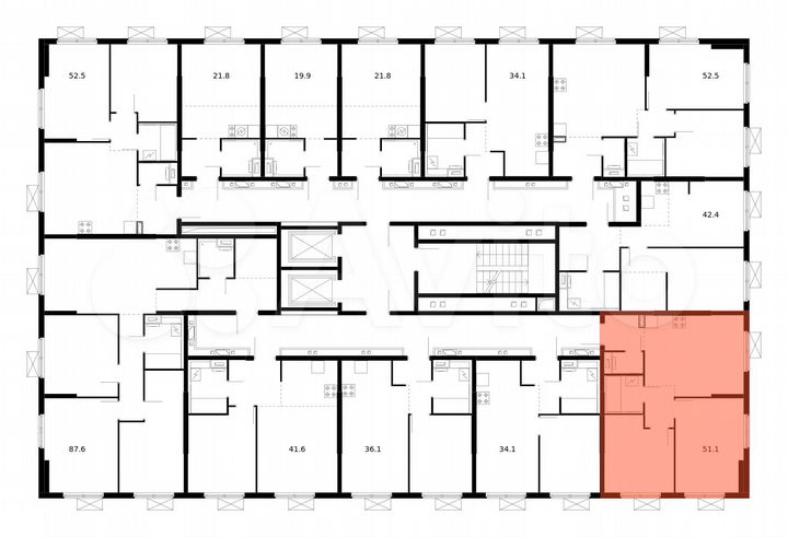 2-к. квартира, 51,1 м², 15/16 эт.