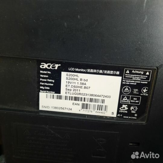 Монитор для компьютера на запчасти Acer