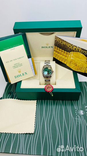 Часы женские зеленые Rolex Oyster Perpetual