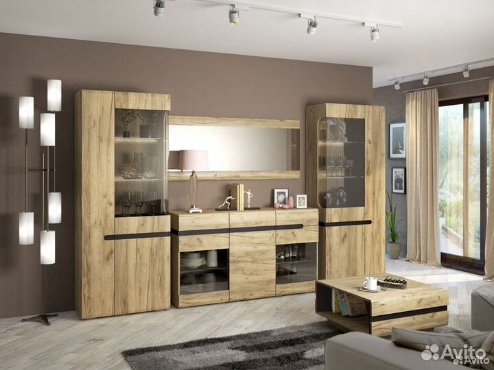 Комод-витрина Серый Крафт/Дуб приморский Ультра