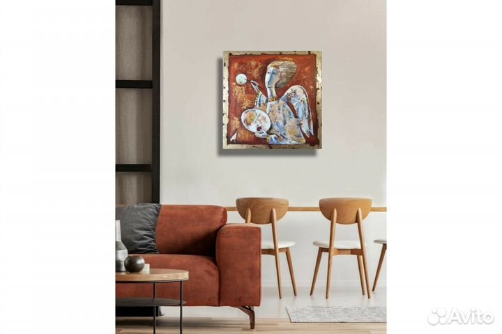 Картина Ангел и Солнце маслом на заказ 40х40 см