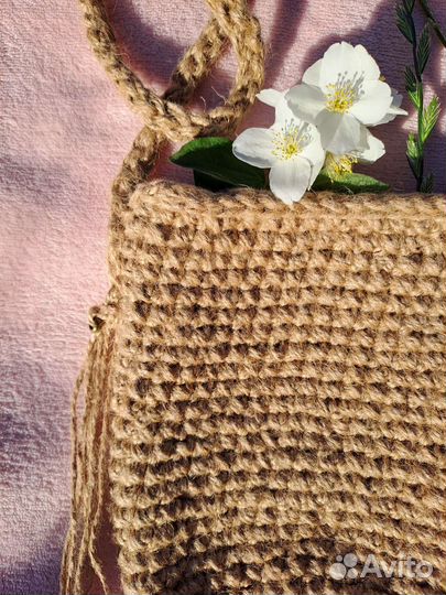 Сумка из джута через плечо