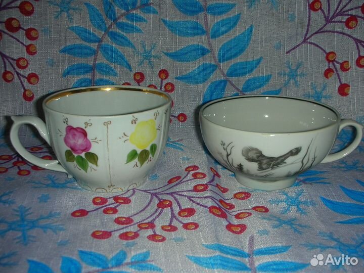 Чашки, фарфор, Сысерть и Дулево, 2 шт. СССР