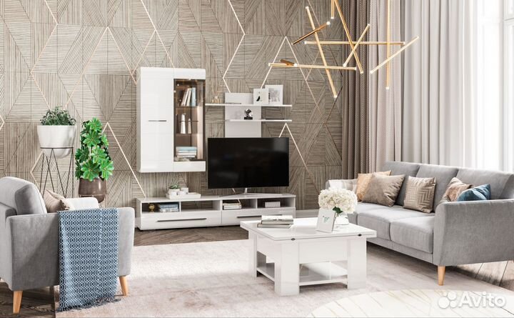 Лазурит настенная полка и тумба Летиция