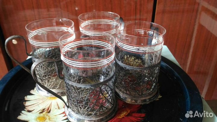 Комплект Стаканы и Подстаканники СССР