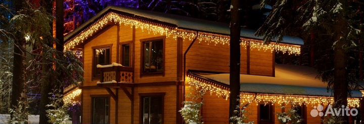 Гирлянда бахрома каучук морозостойкая, мерцающая