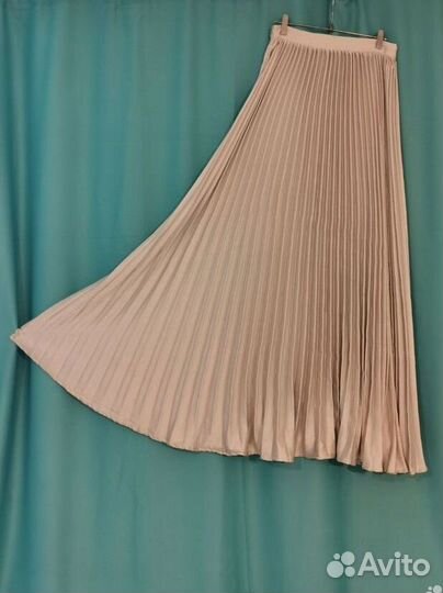 Юбка длинная серебристая плиссе гофре миди 175