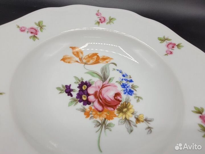 Тарелка глубокая Мейсенский букет Bohemia Чехия