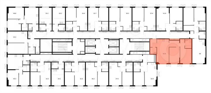2-к. квартира, 63,8 м², 6/33 эт.