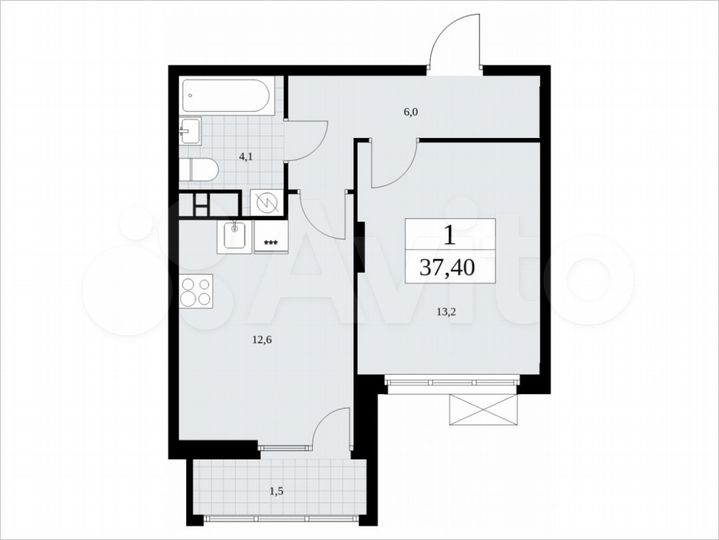 1-к. квартира, 37,4 м², 18/19 эт.