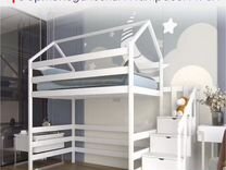 Кровать "чердак с лестницей-комодом" 180х90