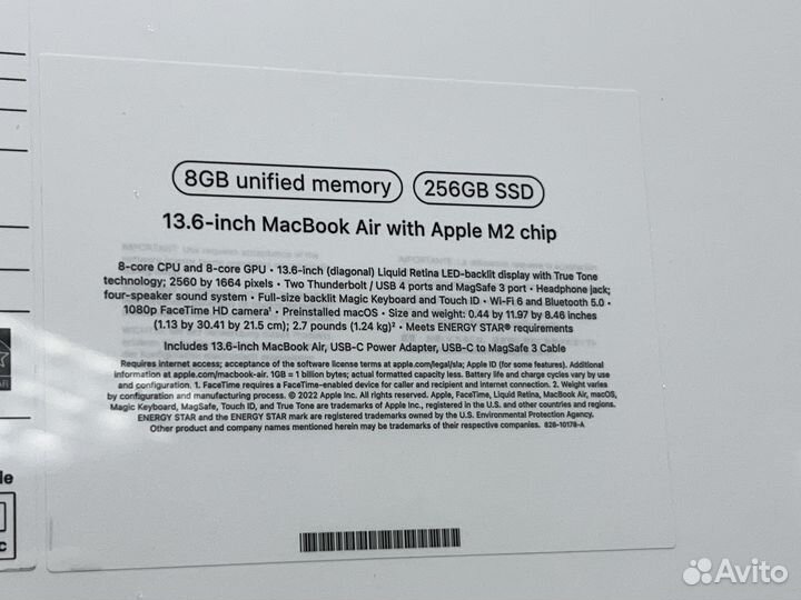Новый MacBook 13.6 Air M2 8/256Gb+
