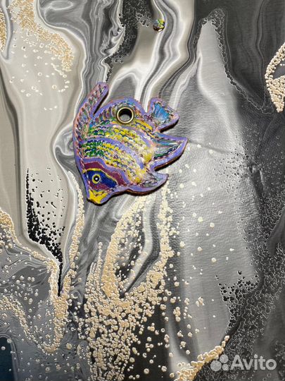 Брелок обвес на сумку Рыба из кожи ручная работа