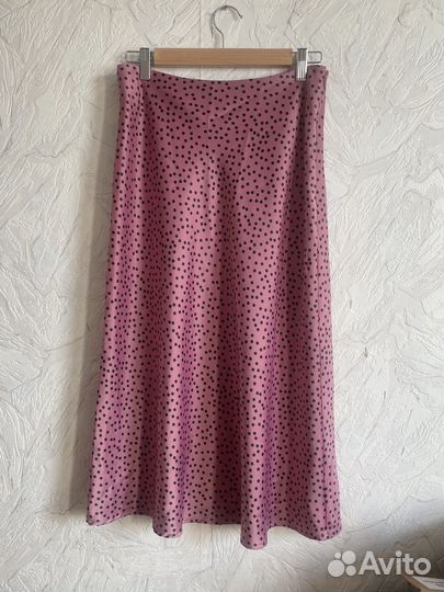 Юбка сатиновая в горошек миди sela М