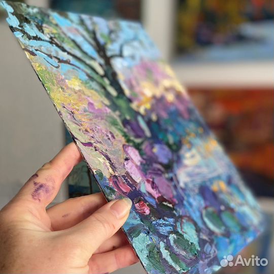 Картина маслом Фиолетовый пейзаж Абстракция