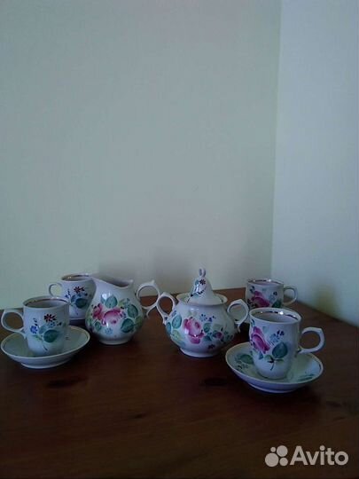Кофейный сервиз фарфор роспись ручная