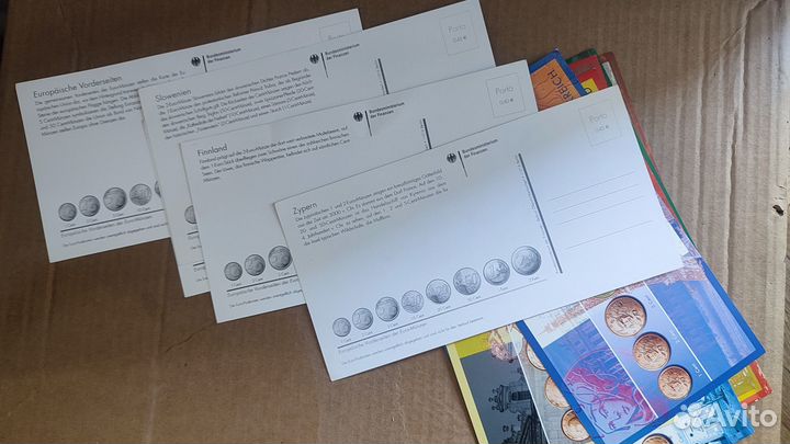 Открытки с евро монетами стран