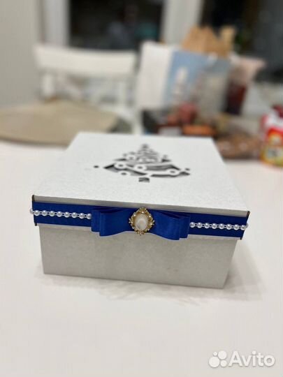 Набор из небьющихся елочных игрушек, синий бархат