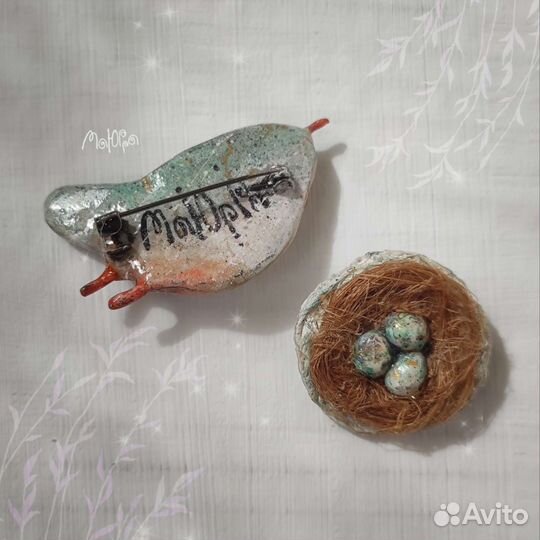 Броши Птичка & Гнездо (сет)