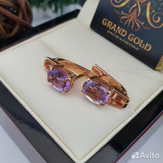 Серьги из красного золота с аметистами