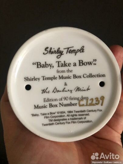Музыкальная фарфоровая шкатулочка Ширли Темпл
