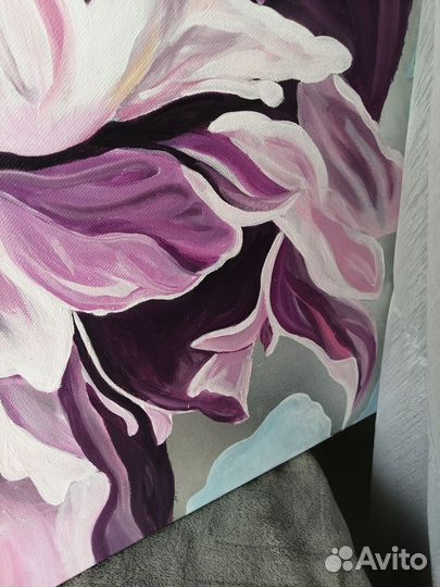 Картина акрил с серебряной поталью 