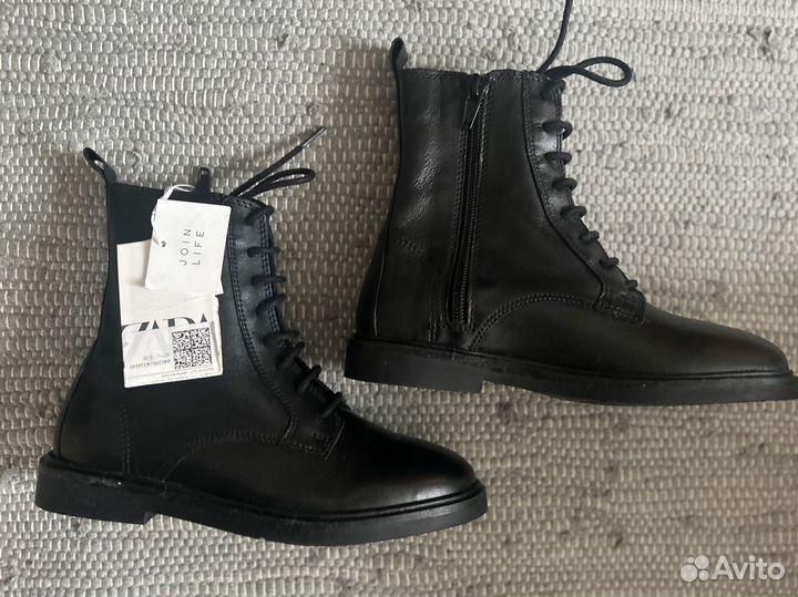 Новые кожаные ботинки для девочки zara 31
