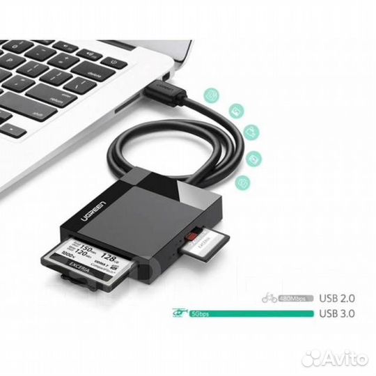 Картридер ugreen CR125,Micro SD card,карта памяти