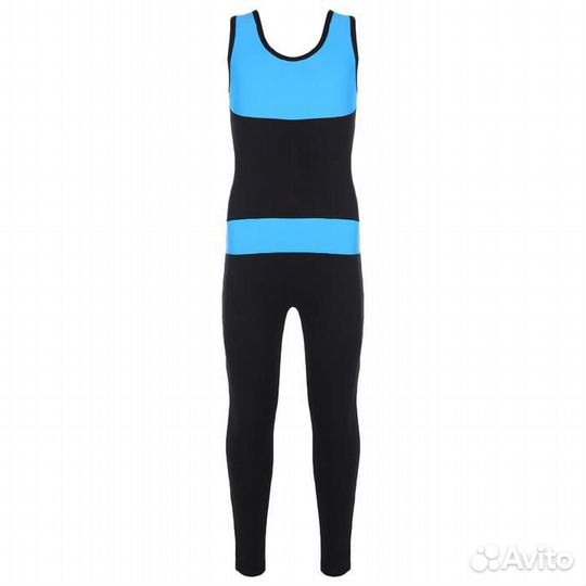 Комбинезон гимнастический GD2002 черный-бирюза, р