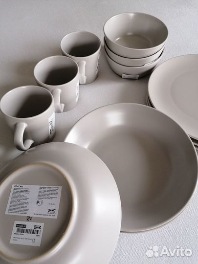 Набор посуды, Бежевый, 3 персоны, IKEA