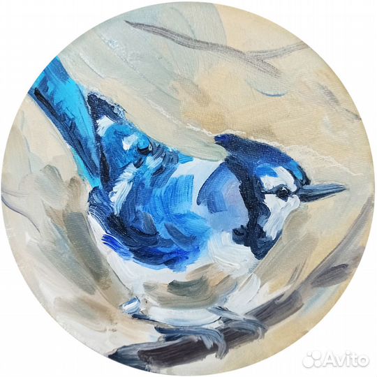 Картина Птица на ветке прованс масло холст