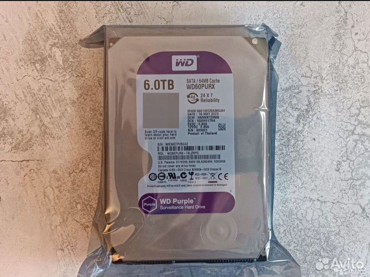 Жесткий диск wd purple 6tb 62purx HDD. Опт/Розница
