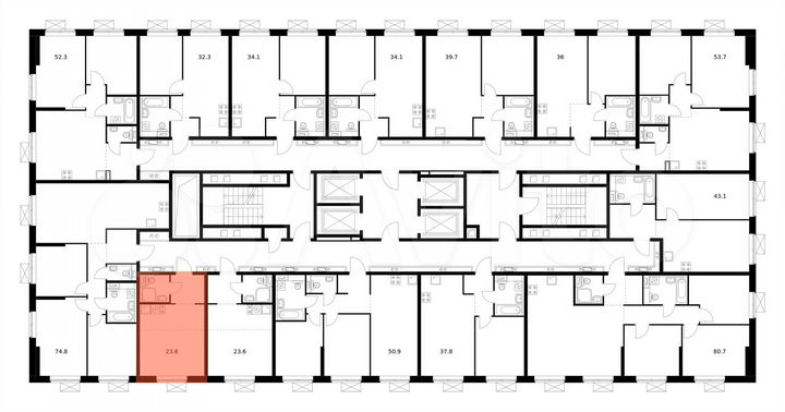 Квартира-студия, 23,6 м², 25/33 эт.