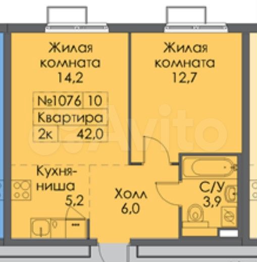 1-к. квартира, 42 м², 20/33 эт.