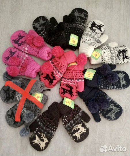 Варежки из ангоры на 7-13 лет новые
