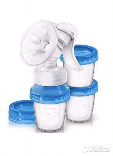 Молокоотсос ручной Avent с контейнерами и прокладк
