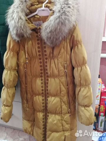 Пуховик женский 46 размер горчичный, жёлтый