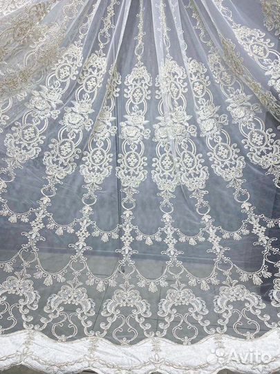 Тюль люкс цвета мягкое золото. Новый